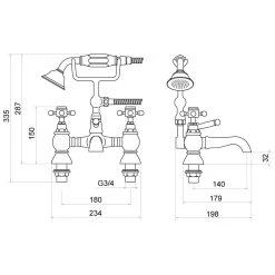 Trisen Formby Crosshead Bath Shower Mixer & Kit -Sagittarius Taps shop trisen tt104 2