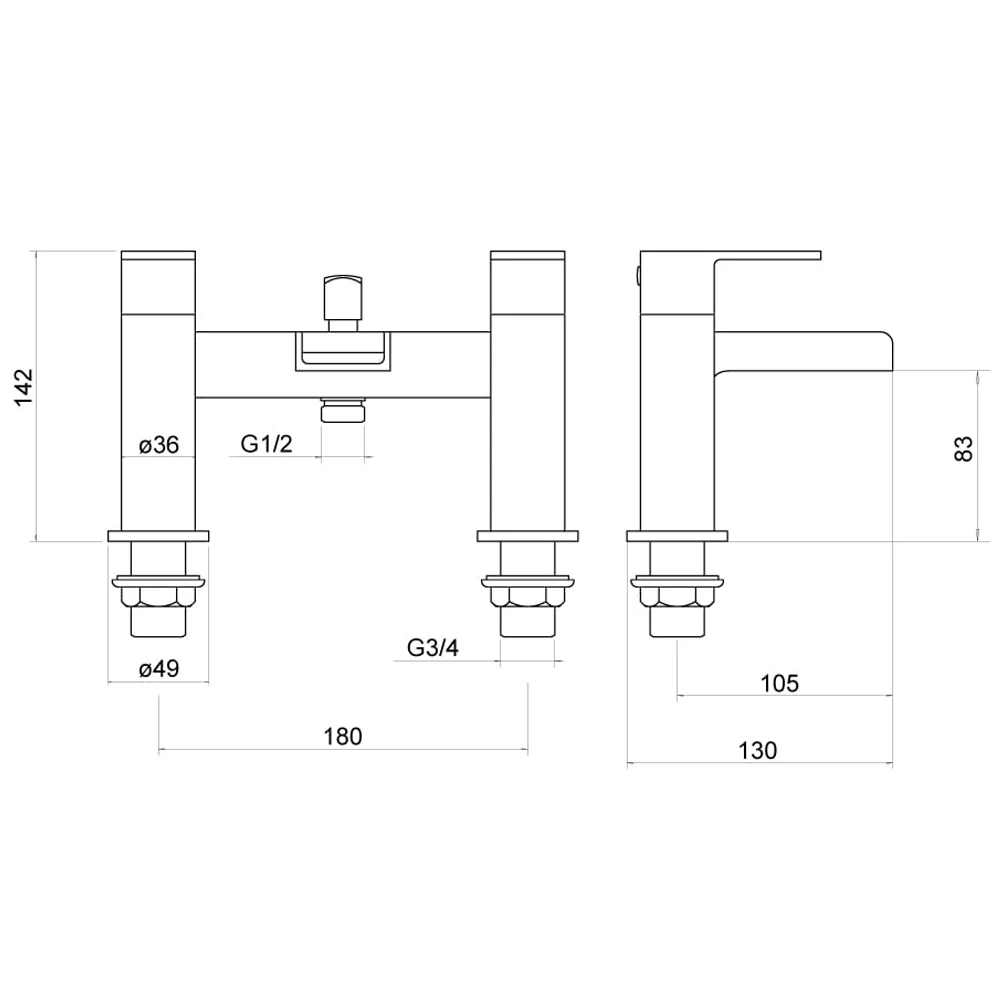 Trisen Warley Bath Shower Mixer Tap & Kit 4 Trisen Warley Bath Shower Mixer Tap & Kit - Image 2