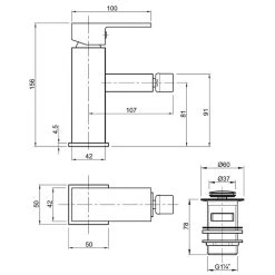 Twyford X62 Mono Bidet Mixer With Waste 5 Twyford X62 Mono Bidet Mixer With Waste -Sagittarius Taps shop twyford x625135cp 2