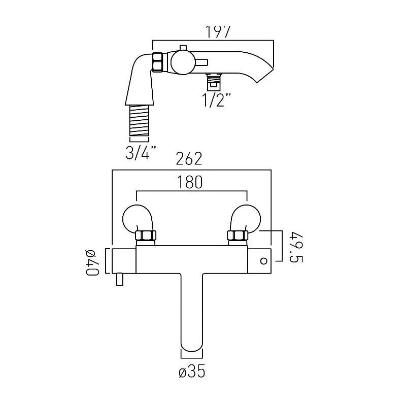 Vado Celsius Bath Shower Mixer Without Shower Kit 4 Vado Celsius Bath Shower Mixer Without Shower Kit - Image 2
