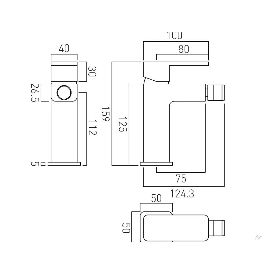 Vado Phase Mono Bidet Mixer 4 Vado Phase Mono Bidet Mixer - Image 2