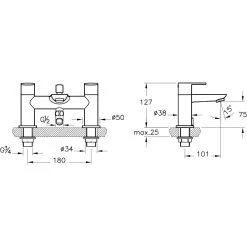 Vitra X-Line 2 Tap Hole Bath Shower Mixer -Sagittarius Taps shop vitra a42414vuk 2